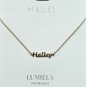 🌸 HAILEY Script Name Chain Goldtone Necklace 🌸